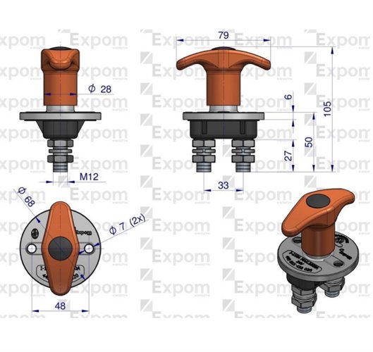 Odłącznik 12/24V 150A M12 53350934 EXPOM KWIDZYN