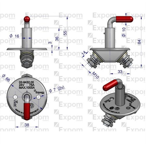 Odłącznik akumulatora M-10 75A C-385 EXPOM KWIDZYN