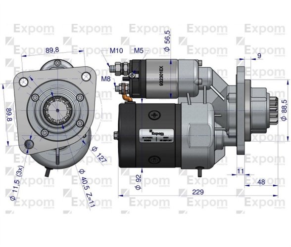 Rozrusznik z reduktorem typu Magneton 9144742 Zetor Lamborghini.Renault Blue Line EXPOM KWIDZYN