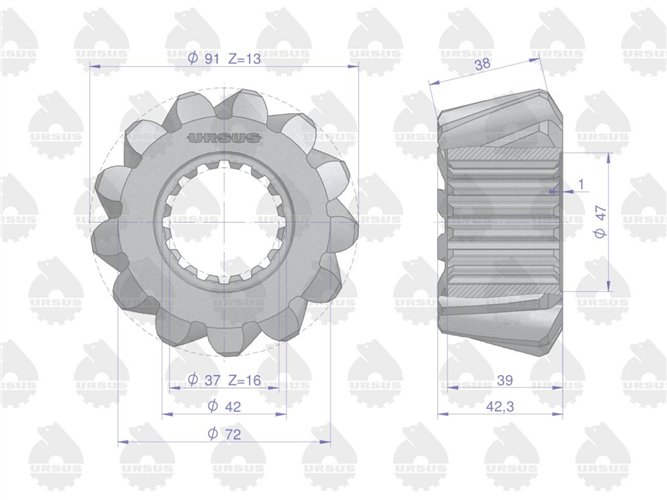 Para kół ataku Zetor nity FI-10 (ząb skośny) ORYGINAŁ URSUS