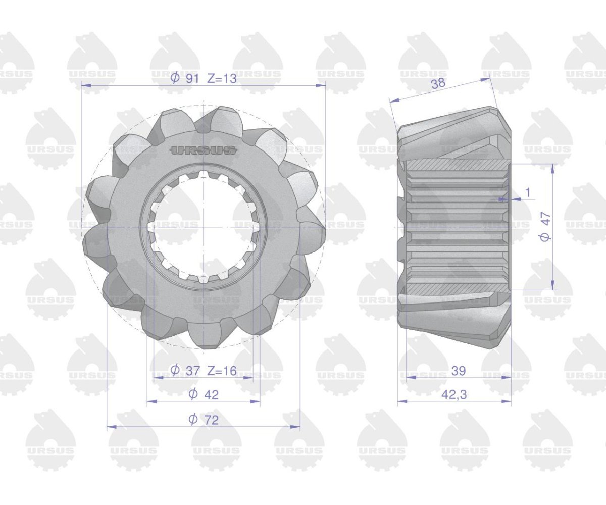 Para kół ataku Zetor nity FI-10 (ząb skośny) ORYGINAŁ URSUS