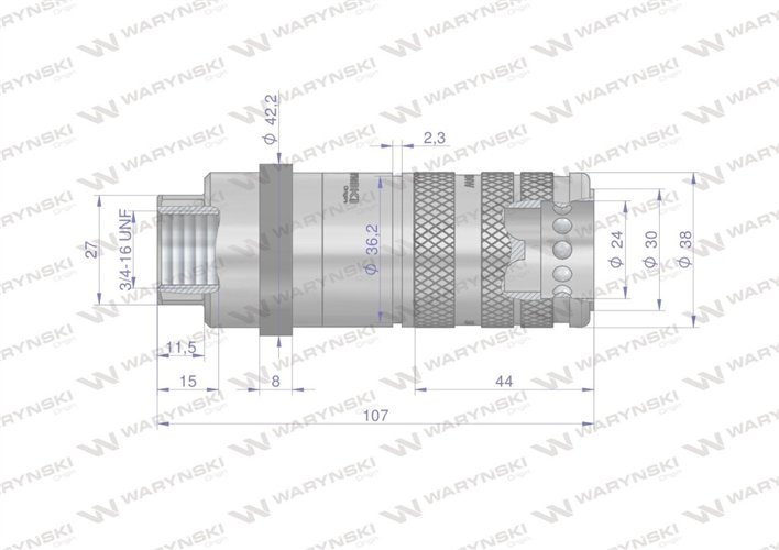 Szybkozłącze hydrauliczne zrywalne seria WIA3CV (3CFPV) 68 l/min gniazdo 3/4" UNF gwint wewnętrzny EURO PUSH-PULL (ISO 7241-A) W
