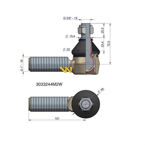 Przegub kierowniczy 1' 3033244M2 WARYŃSKI