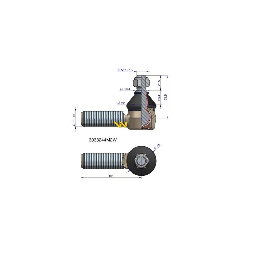 Przegub kierowniczy 1' 3033244M2 WARYŃSKI