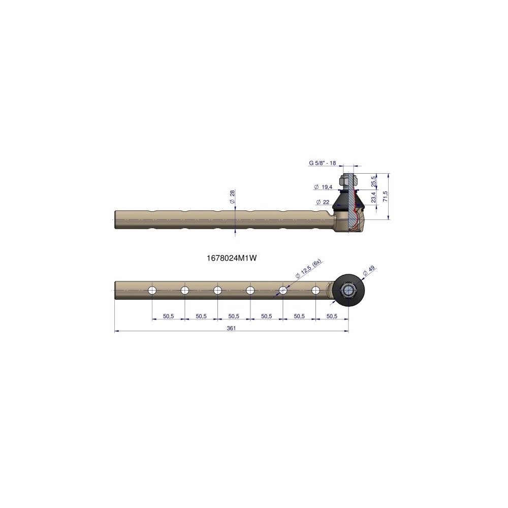 Przegub kierowniczy górny 1678024M1 WARYŃSKI