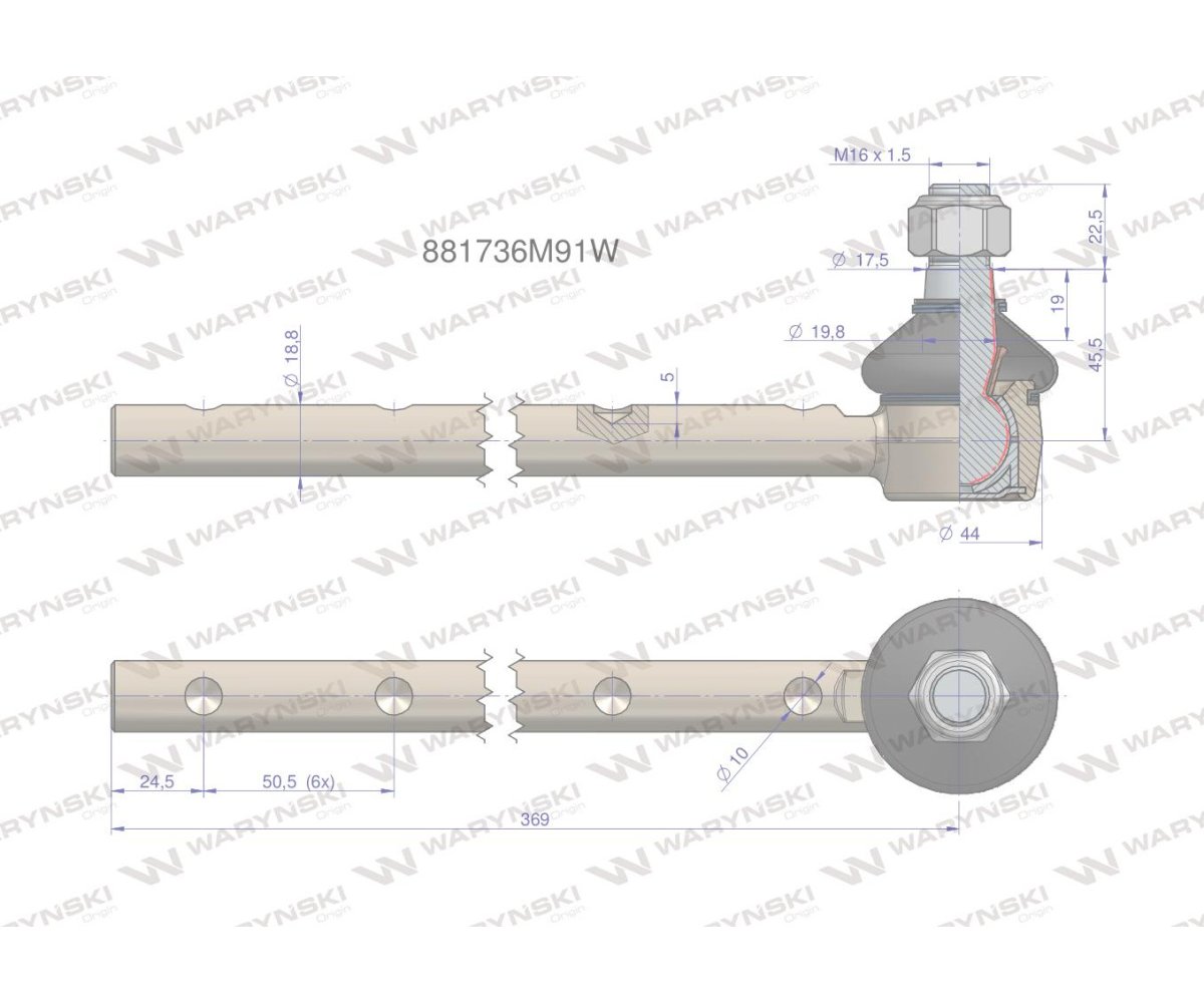 Przegub kierowniczy 881736M91 WARYŃSKI