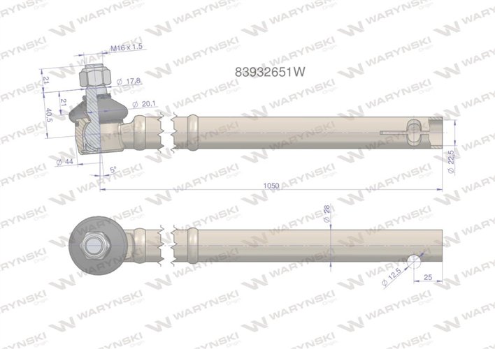 Przegub kierowniczy prawy 83932651 WARYŃSKI