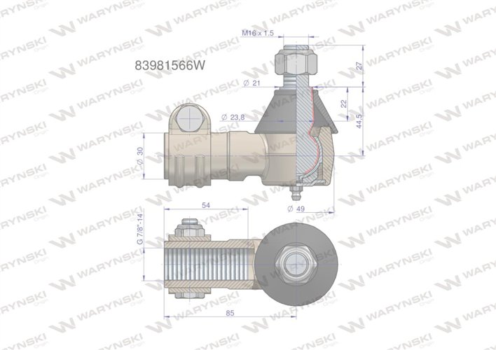 Przegub kierowniczy 7/8" 83981566 WARYŃSKI