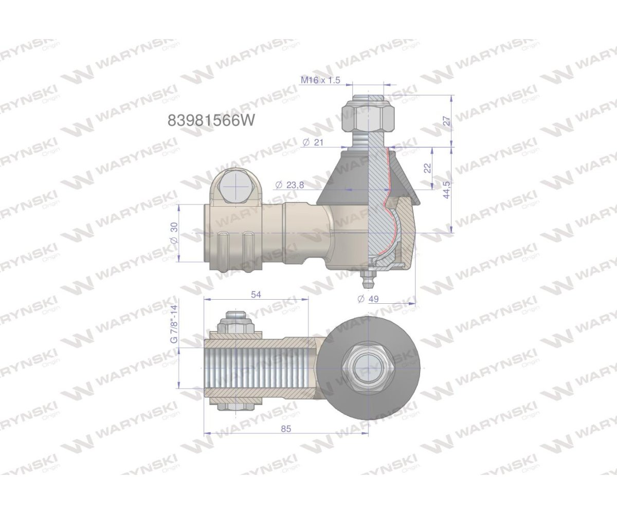 Przegub kierowniczy 7/8" 83981566 WARYŃSKI