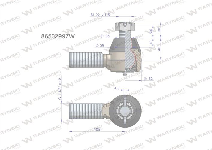Przegub kierowniczy 86502997 WARYŃSKI
