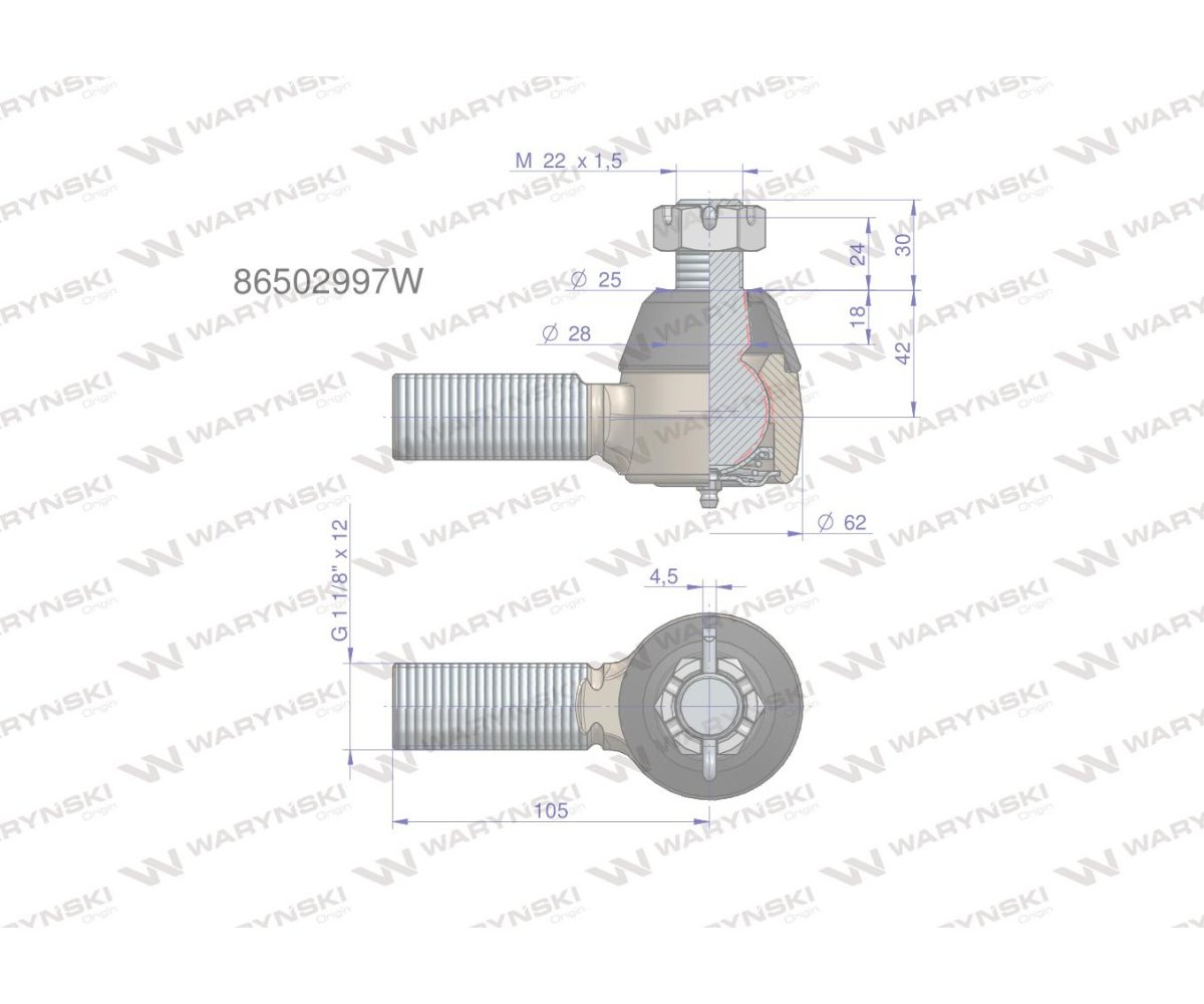 Przegub kierowniczy 86502997 WARYŃSKI