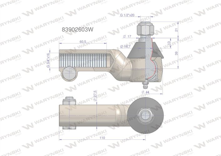 Przegub kierowniczy 3/4" 83902603 WARYŃSKI