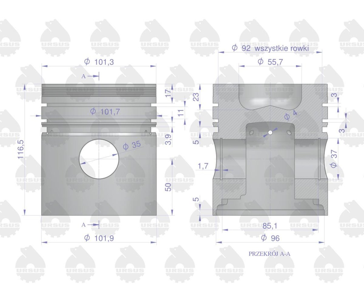 Zestaw naprawczy silnika 102/3 komora 55.7 mm 71010303 ZETOR ORYGINAŁ URSUS