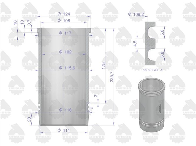 Zestaw naprawczy silnika 102/3 komora 55.7 mm 71010303 ZETOR ORYGINAŁ URSUS