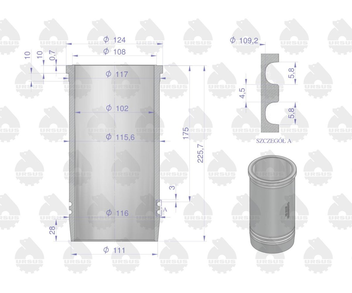Zestaw naprawczy silnika 102/3 komora 55.7 mm 71010303 ZETOR ORYGINAŁ URSUS