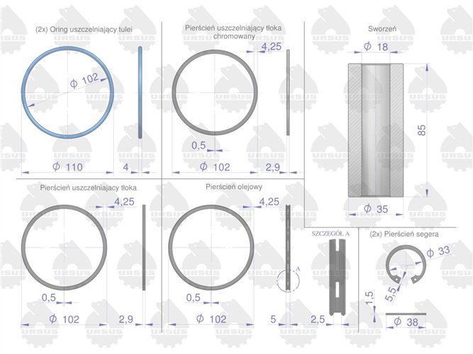 Zestaw naprawczy silnika 102/3 komora 55.7 mm 71010303 ZETOR ORYGINAŁ URSUS