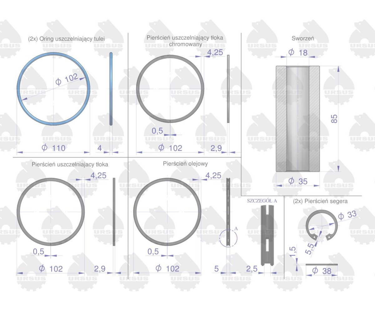 Zestaw naprawczy silnika 102/3 komora 55.7 mm 71010303 ZETOR ORYGINAŁ URSUS