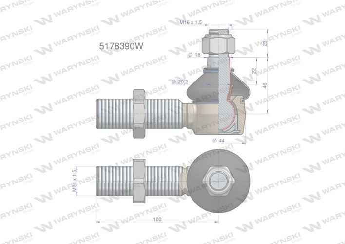 Przegub kierowniczy M24x1.5 5178378 WARYŃSKI