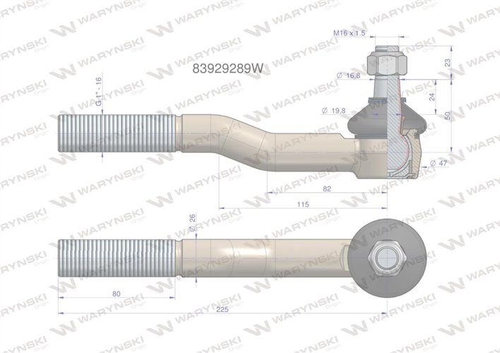 Przegub kierowniczy 1" 83929289 WARYŃSKI