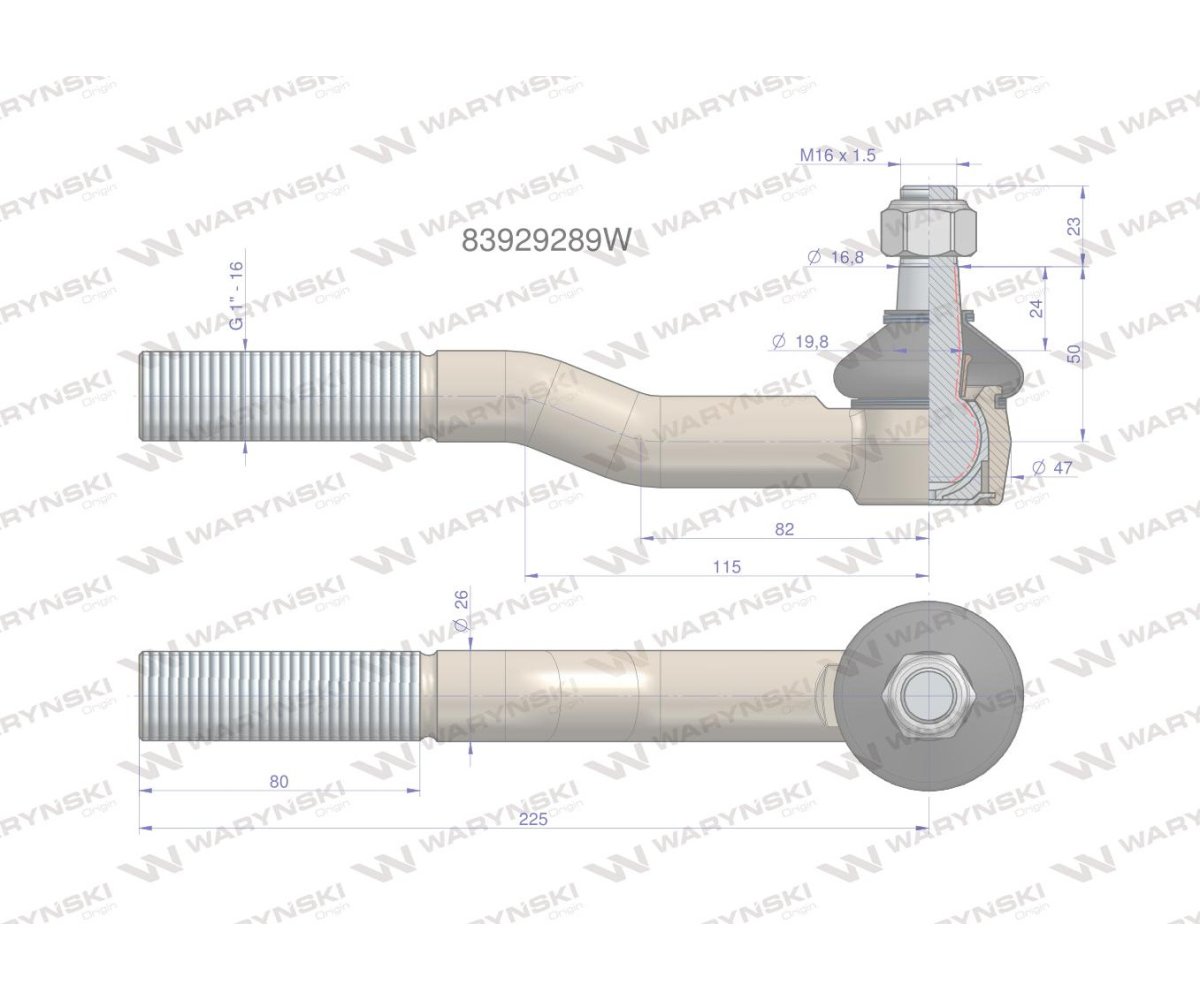 Przegub kierowniczy 1" 83929289 WARYŃSKI
