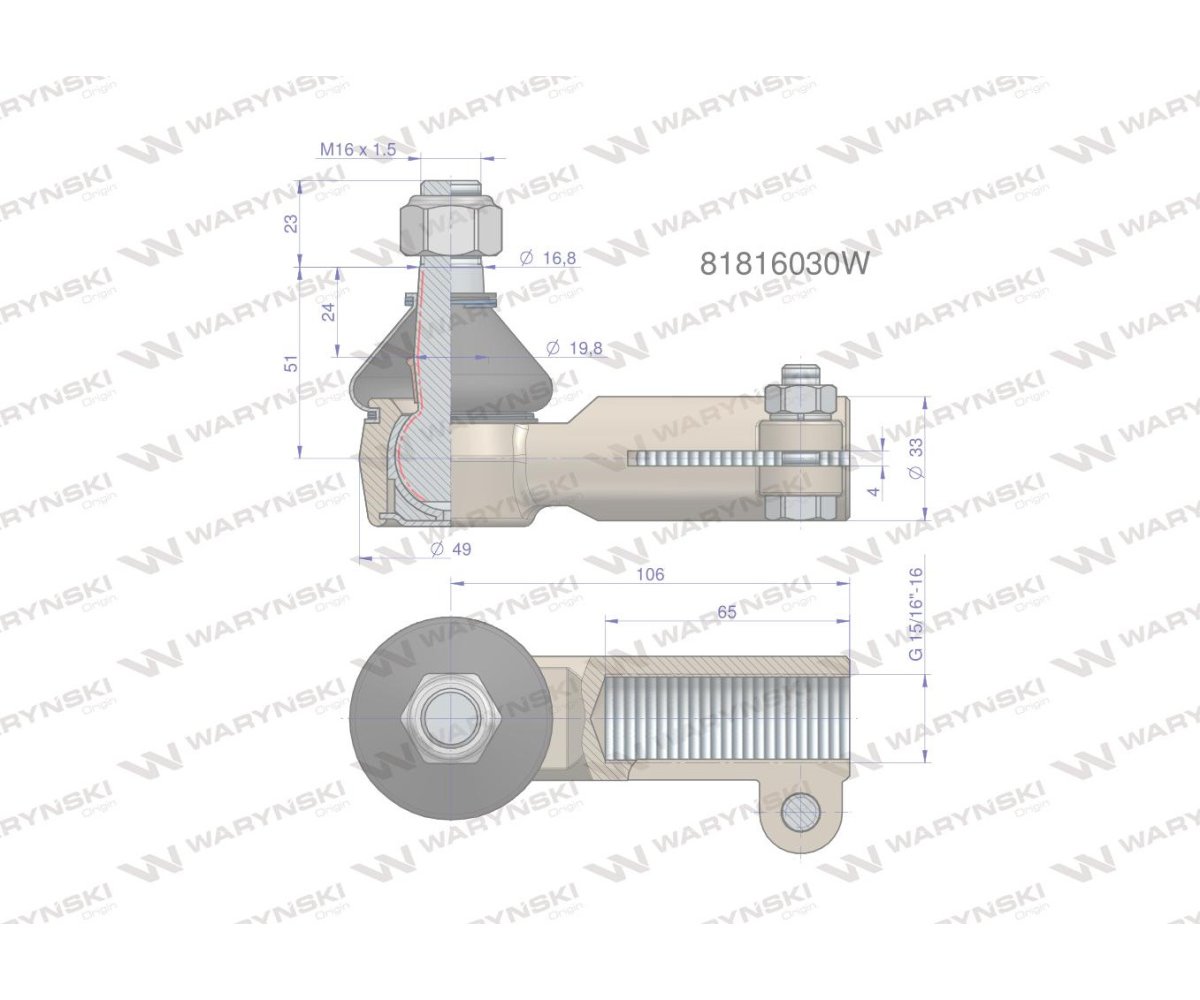 Przegub kierowniczy 15/16" 81816030 WARYŃSKI