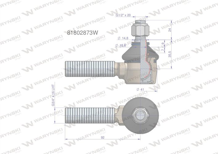 Przegub kierowniczy 3/4' 81802873 WARYŃSKI