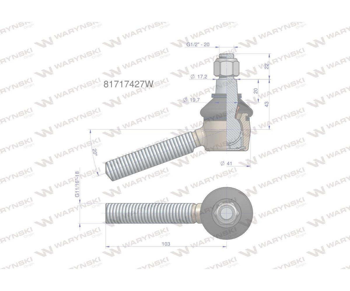 Przegub kierowniczy 11/16' 81717427 WARYŃSKI