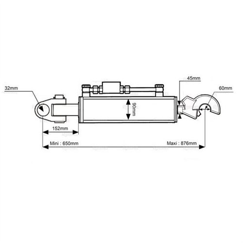 Łącznik centralny hydrauliczny (cięgło) KAT-3 wzmocniony Case, John Deere, Massey Ferguson, Renault