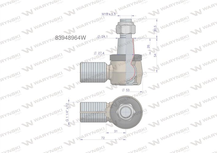 Przegub kierowniczy 1.1/4" 83948964 WARYŃSKI
