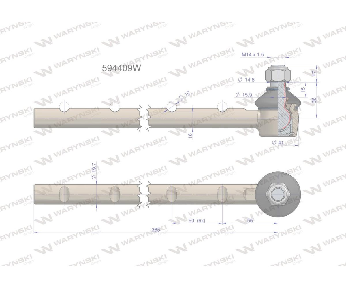 Przegub kierowniczy 7 karbów 594409 WARYŃSKI