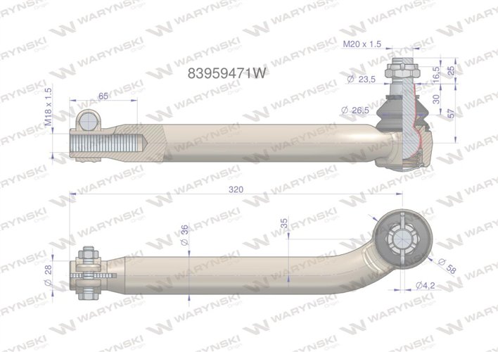 Przegub kierowniczy M18x1.5 83959471 WARYŃSKI
