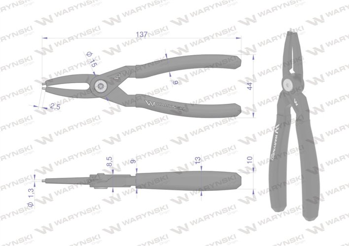 Specjalistyczne szczypce do pierścieni osadczych 127 mm wewnętrzne proste Waryński