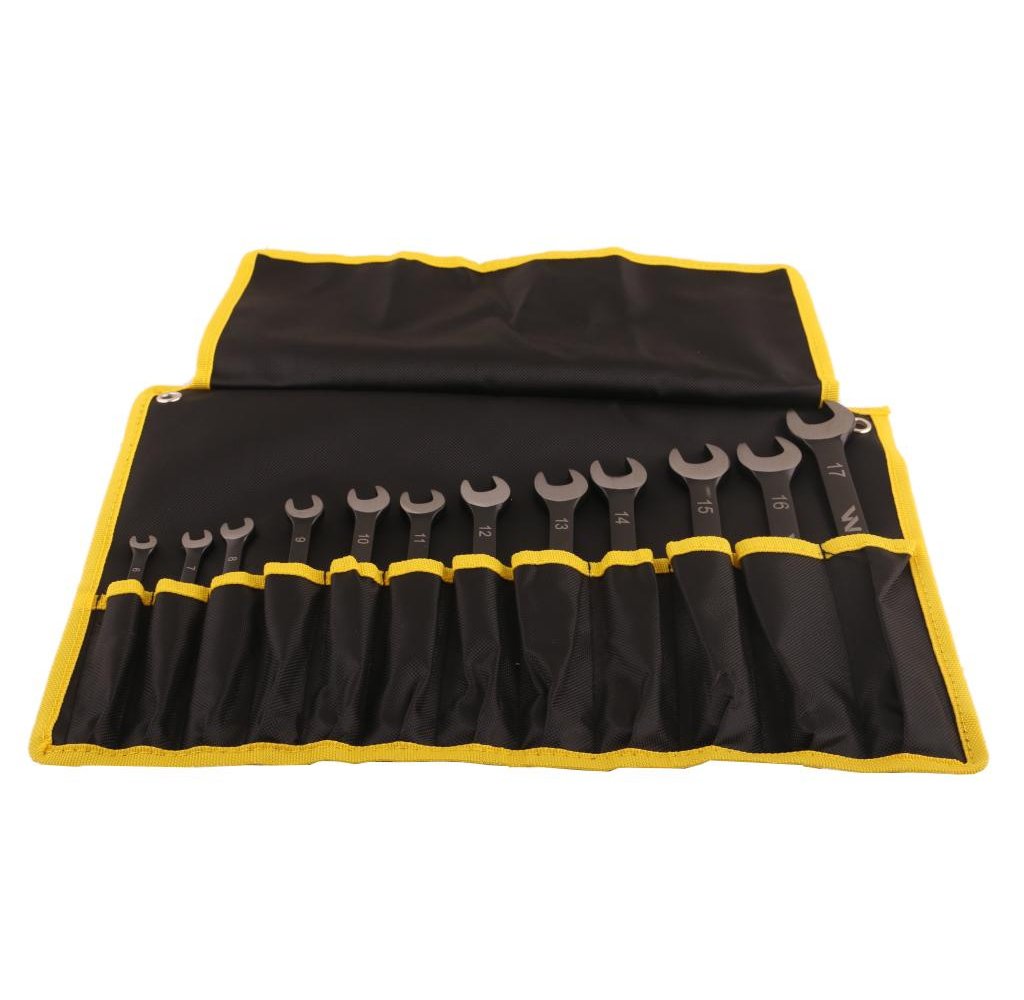 Zestaw kluczy płaskooczkowych w pokrowcu 12 szt rozmiary 6-17 w standardzie ASME B107-2010 Waryński