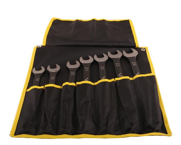 Zestaw kluczy płaskooczkowych w pokrowcu 7 szt rozmiary 18-24 w standardzie ASME B107-2010 Waryński