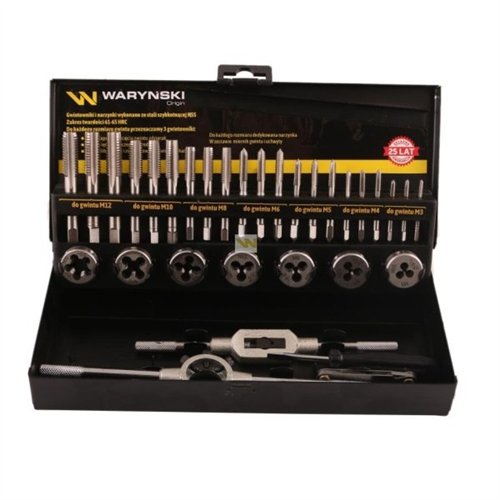 Zestaw narzynek i gwintowników ze stali HSS M3-M12 32 el Waryński