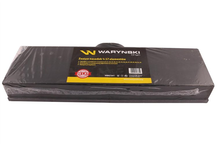 Zestaw nasadek 3/4 z odporną grzechotką i rękojeścią przegubową 17 el Waryński