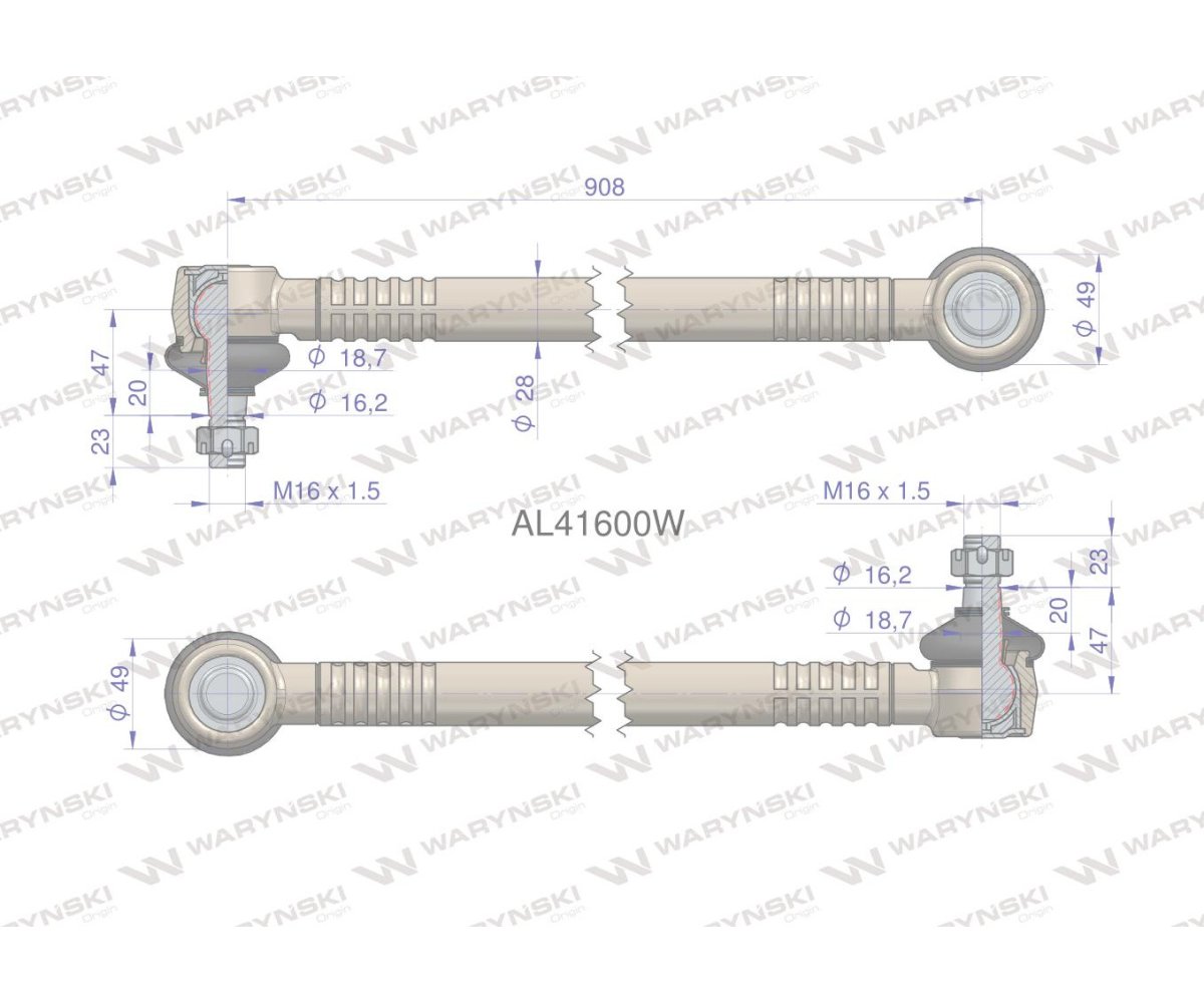 Drążek kierowniczy 908mm AL41600 WARYŃSKI