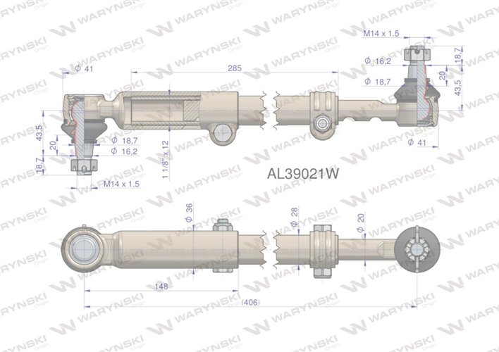 Drążek kierowniczy 406mm AL39021 WARYŃSKI