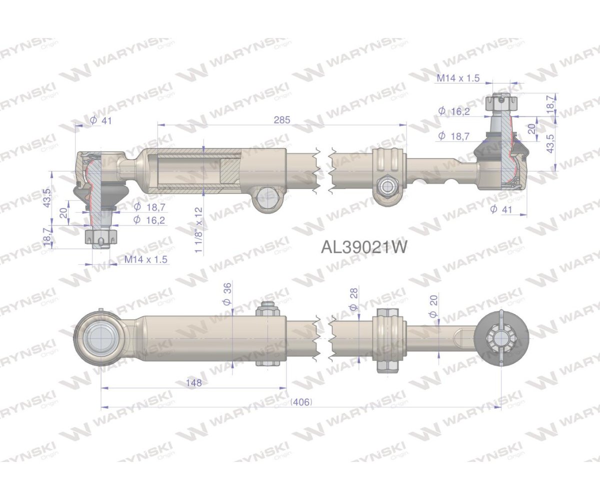 Drążek kierowniczy 406mm AL39021 WARYŃSKI