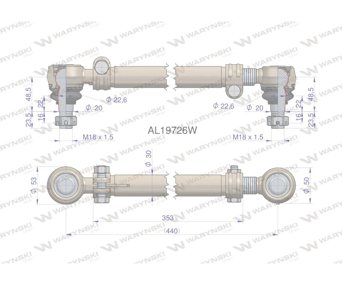 Drążek kierowniczy 440mm AL19726 WARYŃSKI