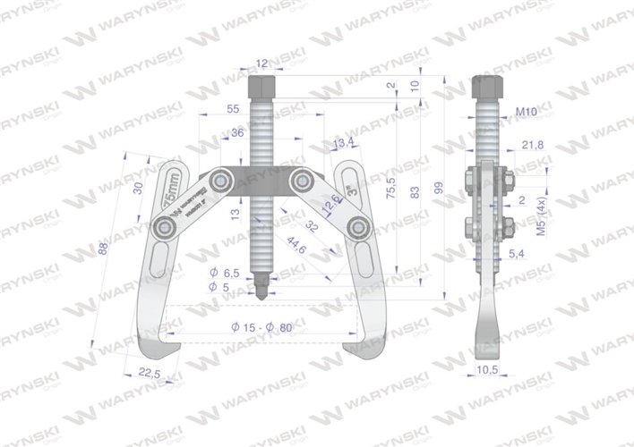 Ściągacz do łożysk dwuramienny 15-80 Waryński