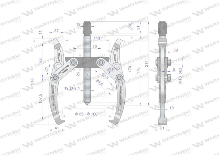 Ściągacz do łożysk dwuramienny typ S 25-160 Waryński