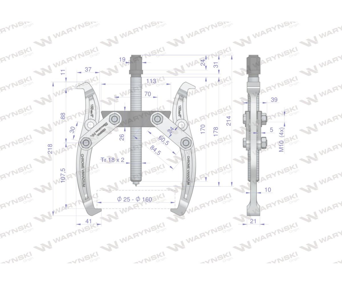 Ściągacz do łożysk dwuramienny typ S 25-160 Waryński