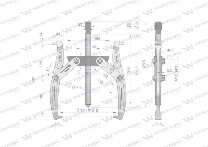Ściągacz do łożysk dwuramienny typ S 30-210 Waryński