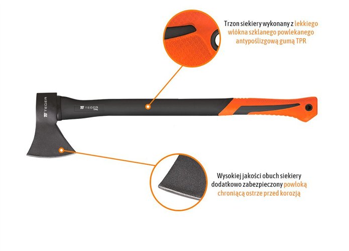 Siekiera uniwersalna z trzonkiem fiberglass 1500 g / TEGER