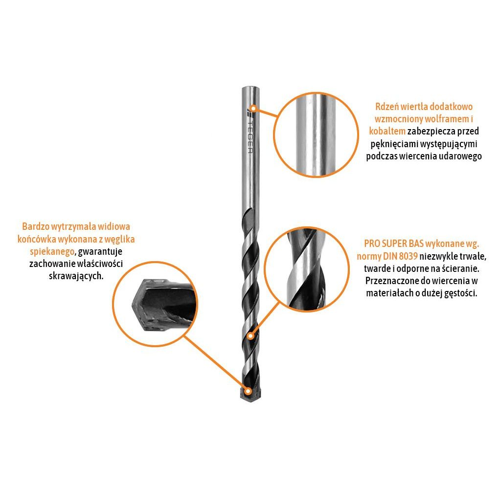 Wiertło do betonu widiowe - PRO SUPER BAS 10x300 mm / TEGER