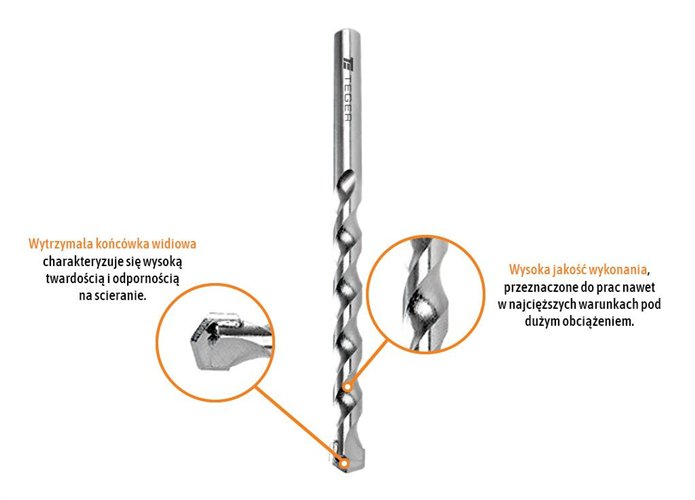 Wiertło do betonu widiowe - standard 12x200 mm / TEGER