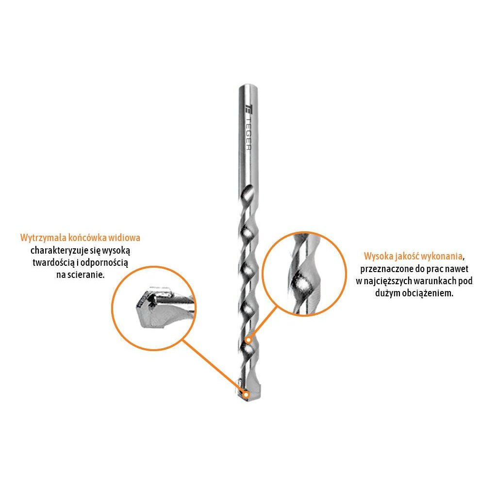 Wiertło do betonu widiowe - standard 8x120 mm / TEGER