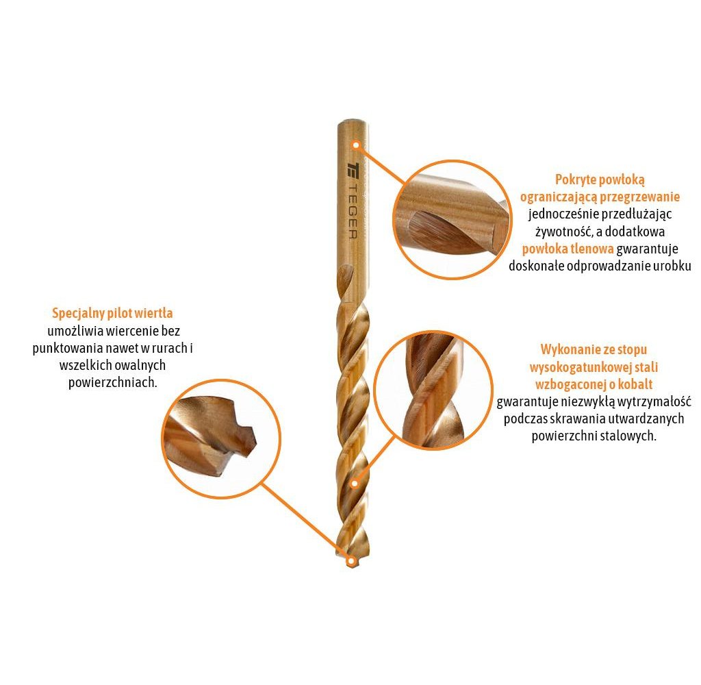 Wiertło do metalu kobaltowe - pilotujące 20.0 mm / TEGER