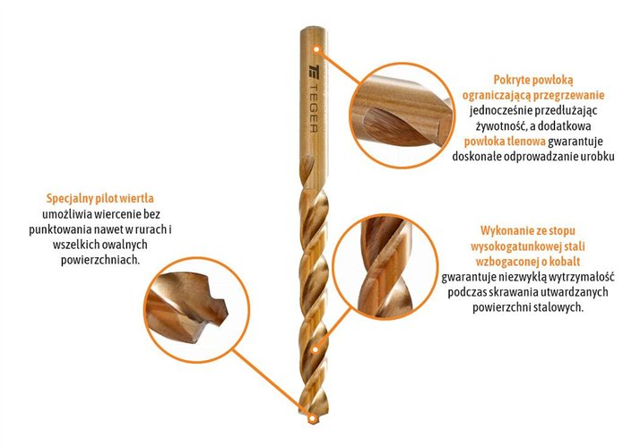 Wiertło do metalu kobaltowe - pilotujące 5.1 mm / TEGER